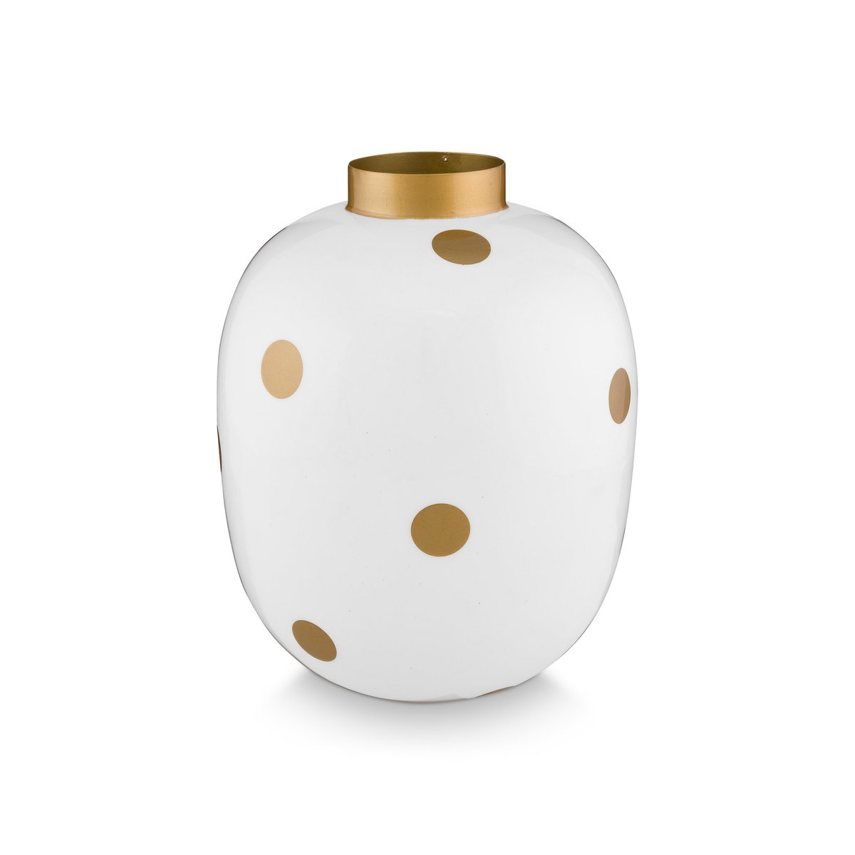 Vase Metal Dots White-Gold 32cm
