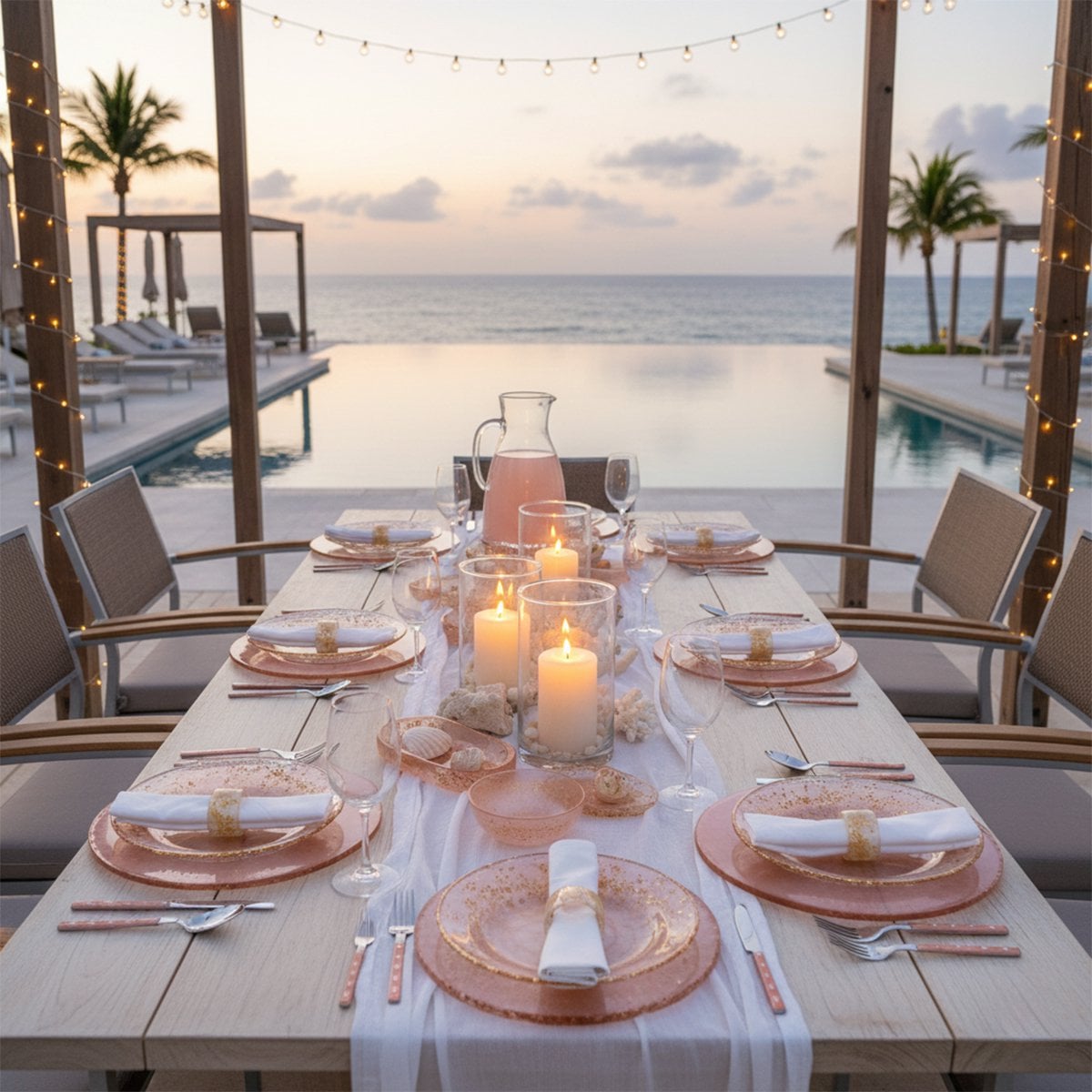 Hausfrau 24 Stück in Silber mit rosa Griff