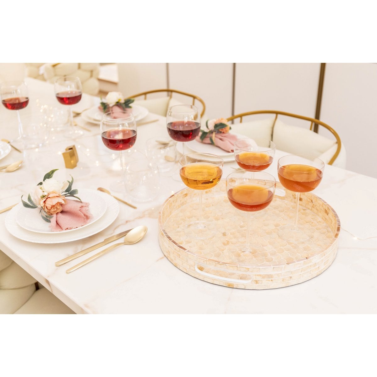 Perlweißes Tablett 40x40x5cm