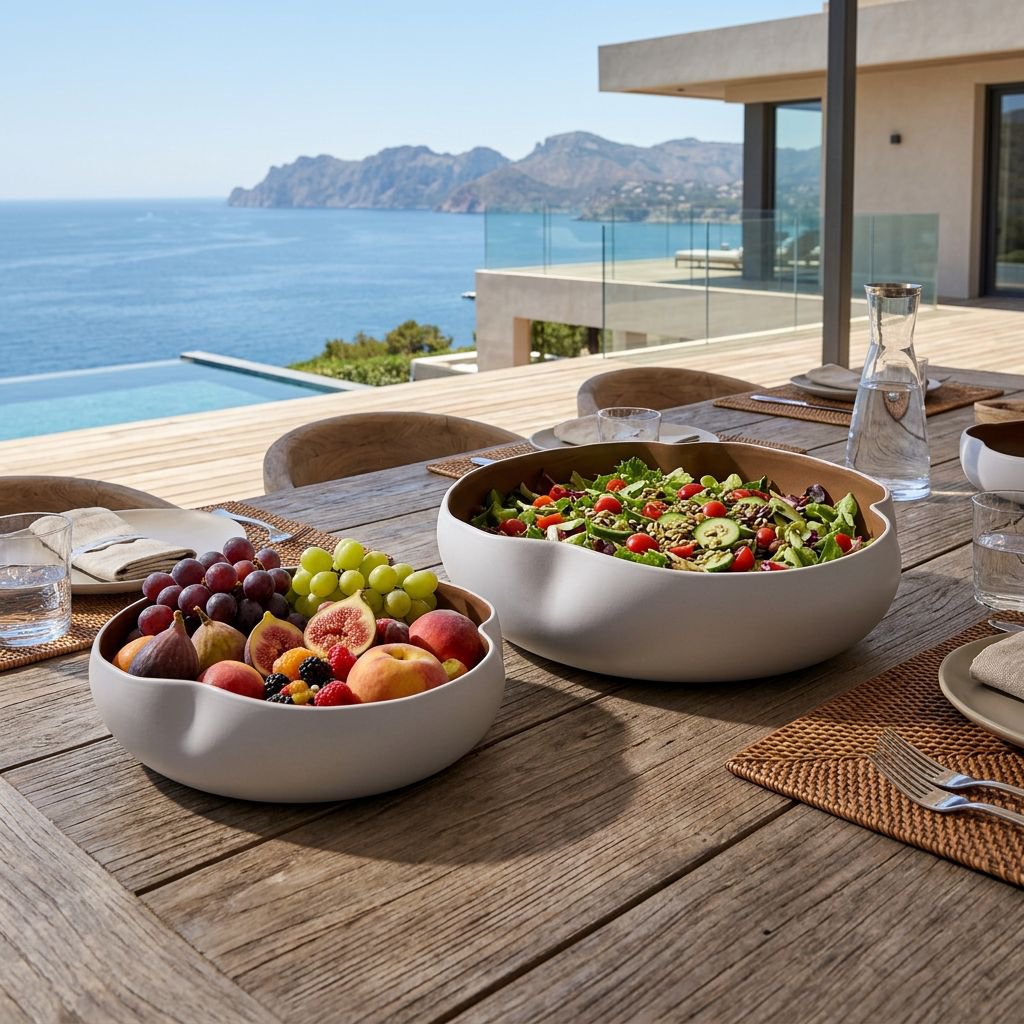 Weiß und goldene Keramikschale 34x34x10 cm