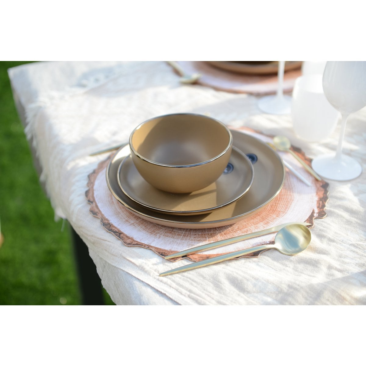 Haushaltsholz 24 Stück Champagner Matte abgerundete Konturen