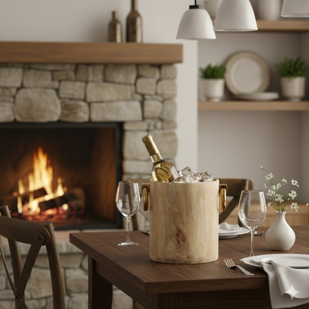 Champagnereimer in Weißgold Metall Gold 25x30x28 cm