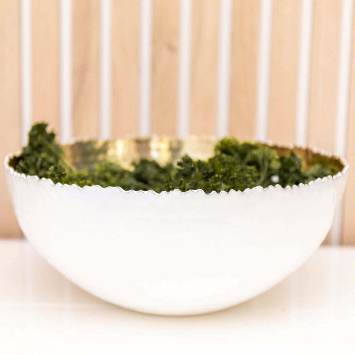 Weiße und vergoldete Schüssel 26x26x11.5 cm